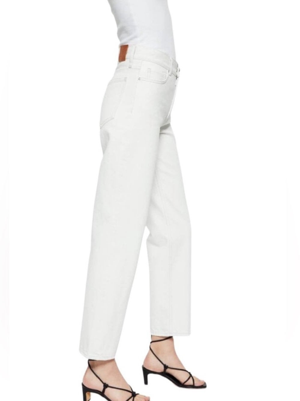 ANINE BING | Etta Straight Leg Jeans in ecru off White, Size 24 high rise